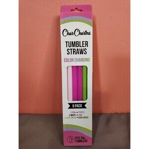 CharCharms Color Changing Tumbler Straws 6 Pack